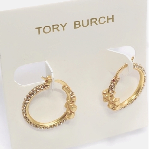 Tory Burch Gold PAVE Hoop Earrings